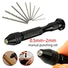 Спиральное сверло 0,3-3,4 мм, миниатюрное алюминиевое ручное сверло с бесключевым патроном + 10 шт. легированная сталь, вращающийся инструмент для дерева, ювелирных изделий, ореха