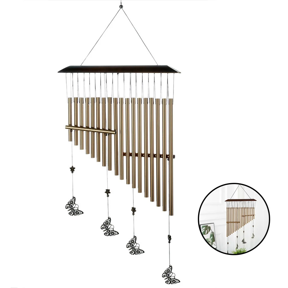 Большой Глубокий расслабляющий ветряной колокольчик 75 см 18 трубок металлические