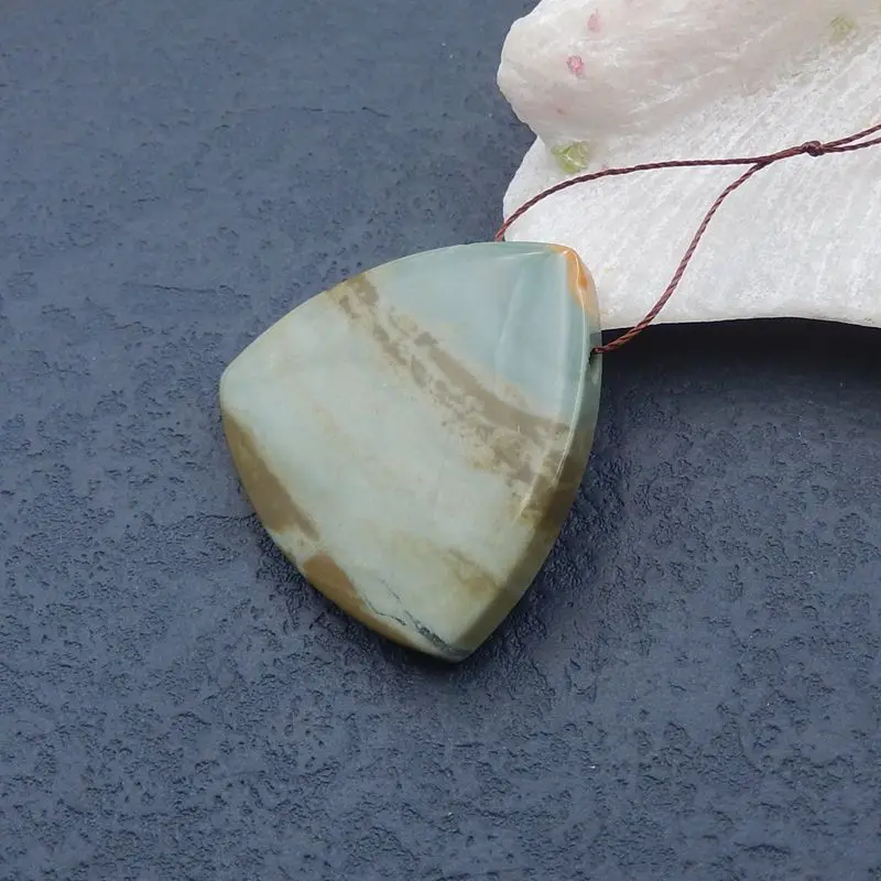 Sale 1Pcs Natural Stone Us Biggs Jasper Gemstone DIY Jewelry Pendant Bead For Necklace 40x40x8mm 21g | Украшения и аксессуары