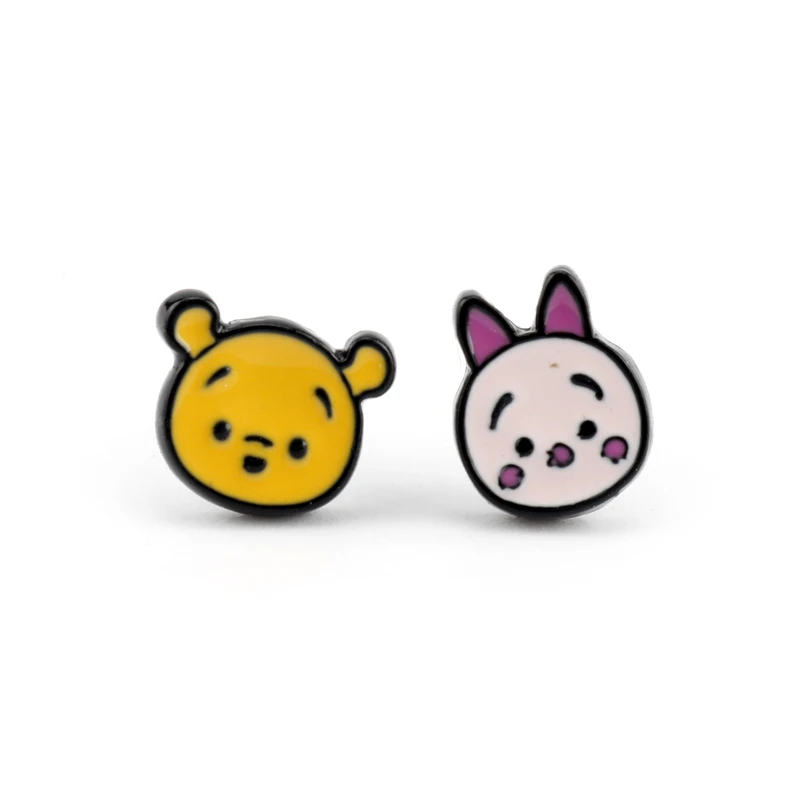 pink yellow Anime One Piece Luffy Tom and Jerry Alice in Wonderland Stud Earrings The Nightmare Before Christmas Jack Sally Cute Earrings - Окраска металла: pink yellow