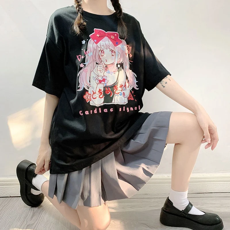 

women's t-shirt Summer short-sleeved female soft girl Japanese comic girl print loose T-shirt top Oversized t-shirt vintage y2k