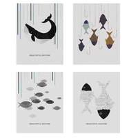 modern wall art abstract animal fishes painting cartoon minimalist picture nordic canvas posters prints living room decoration
