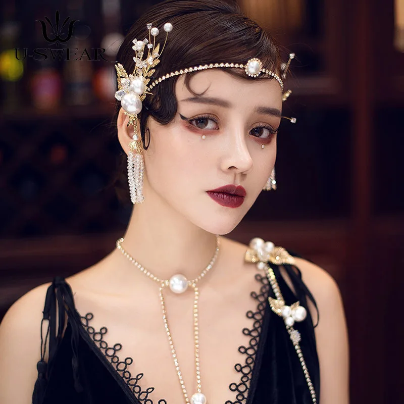 Роскошная золотая заколка для волос ручной работы из сплава циркония повязка на