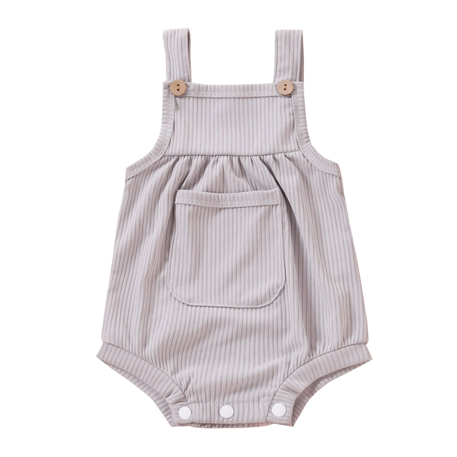 

2021 Baby Summer Clothing Infant Newborn Baby Girl Baby Boy Solid Ribbed Bodysuit Hat Pocket Jumpsuit Sleeveless Sunsuit