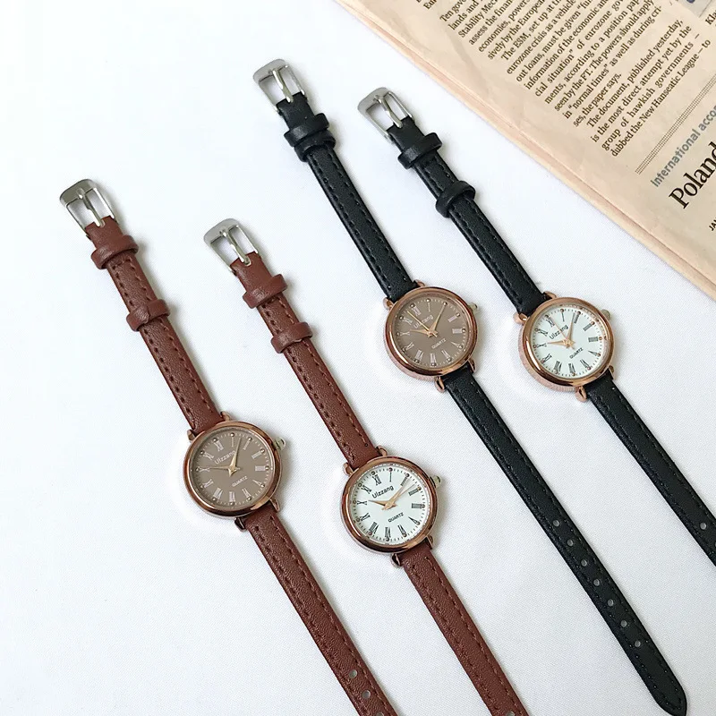 

Retro Brown Women Watches Qualities Small Ladies Wristwatches Vintage Leather Bracelet Watch 2019 Fashion Brand Female Clock