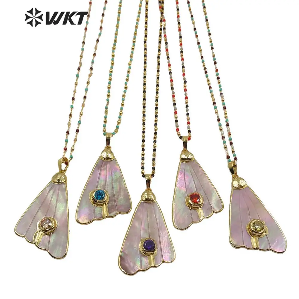 

WT-MN963, оптовая продажа, уникальный дизайн, модные украшения в стиле бохо, натуральный розовый корпус, ожерелье в форме гребешка, лист, оболочк...