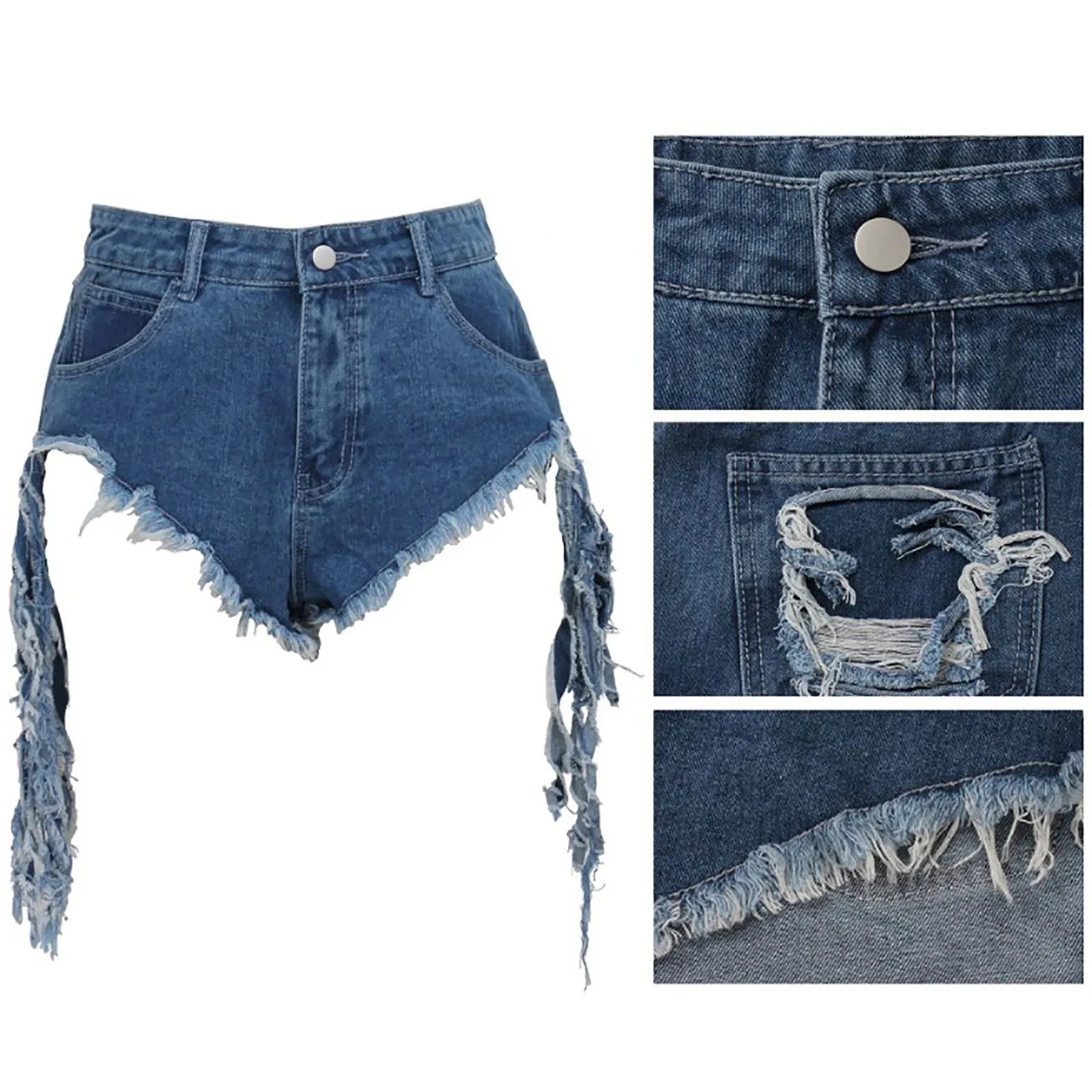 

Women Casual Hot Sexy Jazz Jean Denim Shorts Straight Women Tassel Female Fashion Jeans Street Dance Stage Club Wear 2020 New