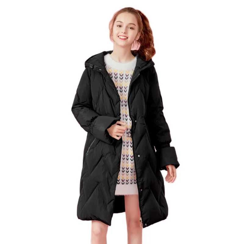 Стеганое длинное пуховое пальто SEMIR с капюшоном Женское зимнее на молнии