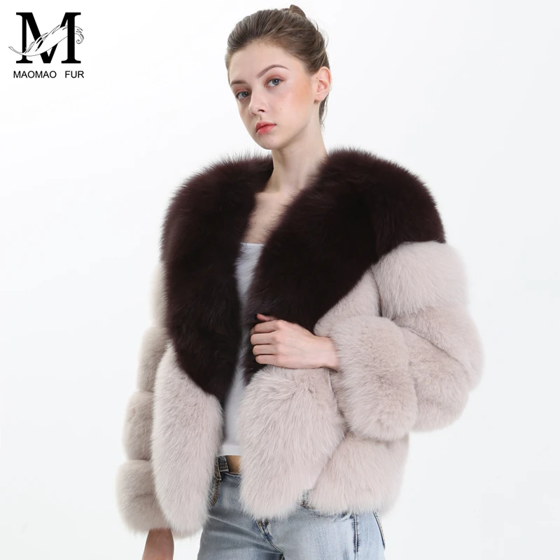 MAOMAOFUR пальто из натурального Лисьего меха женская натуральная меховая верхняя одежда женская Женская Толстая теплая куртка из натурального меха пальто из натурального Лисьего меха