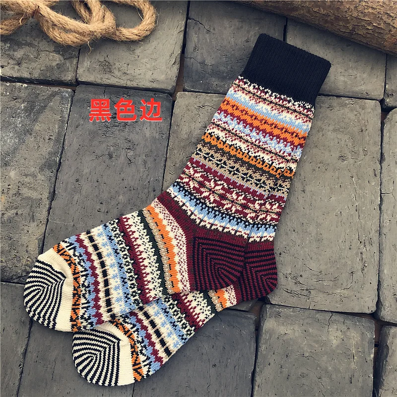 

Ethnic style Crew socks man Casual Striped cotton mens sock vintage crew sox standard warm autumn winter Classic Adult skarpetki