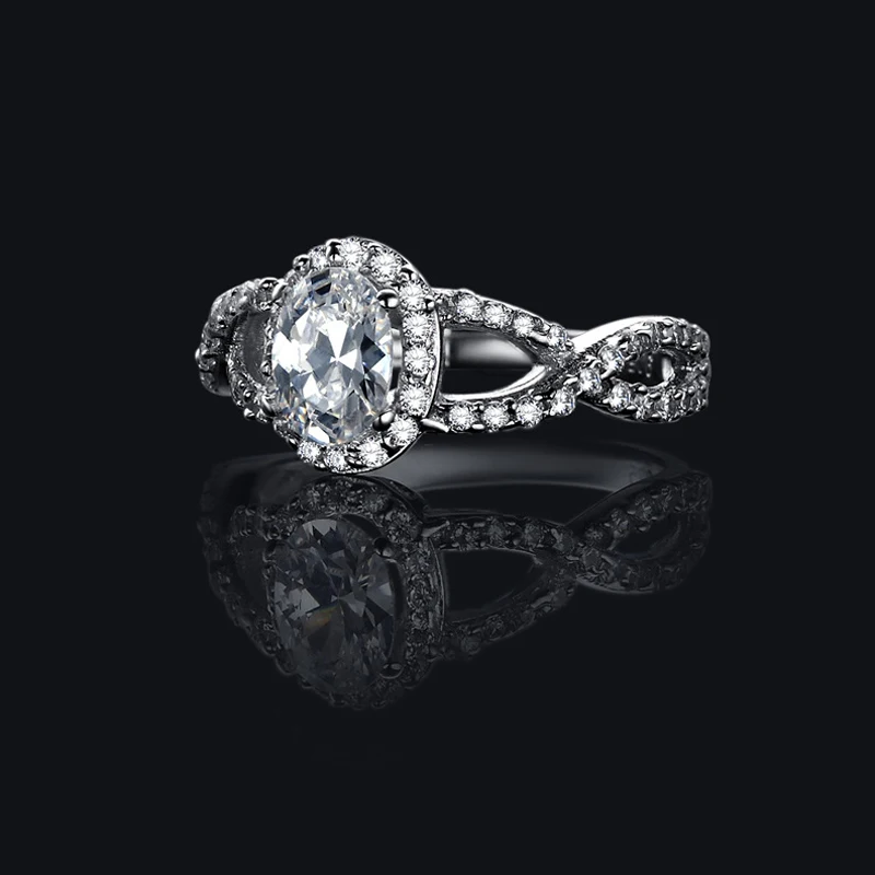 

Knobspin 100% 925 Sterling Silver Full Engagement Rings For Women High Carbon Diamond Anniversary Party Fine Jewelry Wholesale