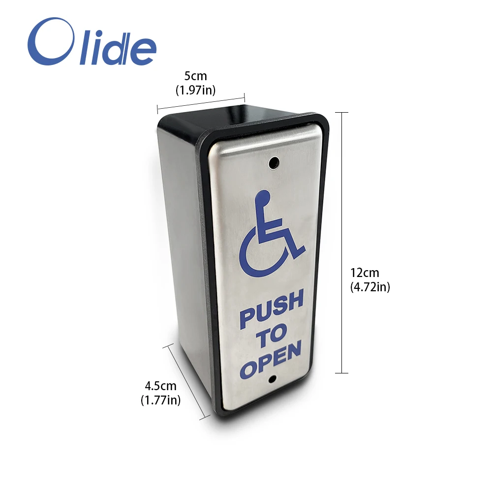 Olide Handicap Door Operator with Slim Wireless  Stainless Steel Push Plate Swithes