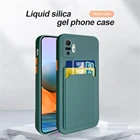 Чехол для телефона из жидкого силикона для Redmi Note 10 Pro Max 10T 5G 4G 10 s Note10, тонкая задняя крышка, оболочка, бумажник, слот для карт, чехол