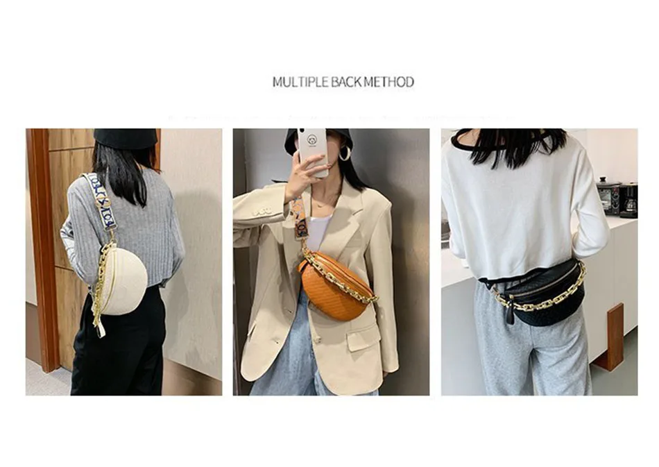 

High Quality Waist Bag Luxury Women's Fanny Pack Thick Chain Shoulder Crossbody Chest Bag Female Belt Bag Designer Brand Handbag