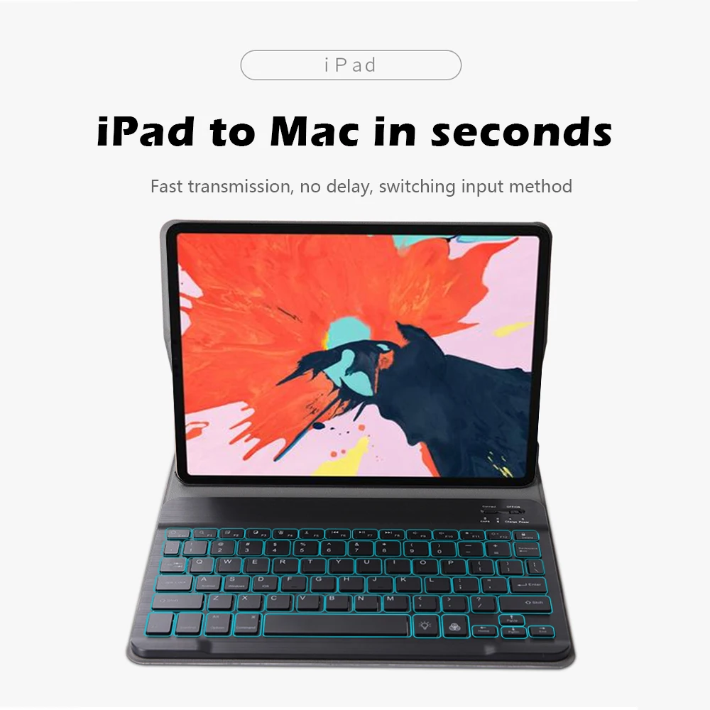 Планшет клавиатура для iPad Pro 11 2020 7 цветов с подсветкой английская Bluetooth кожаным