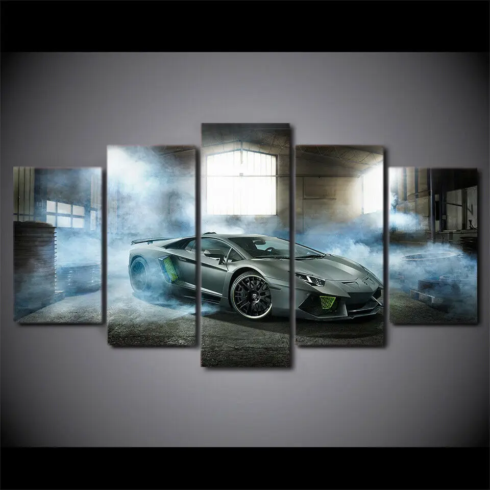 

Black Sport Car Drifting 5Pieces Wall Art Canvas Posters Paintings for Living Room Bedroom Home Decor Pictures Decoration