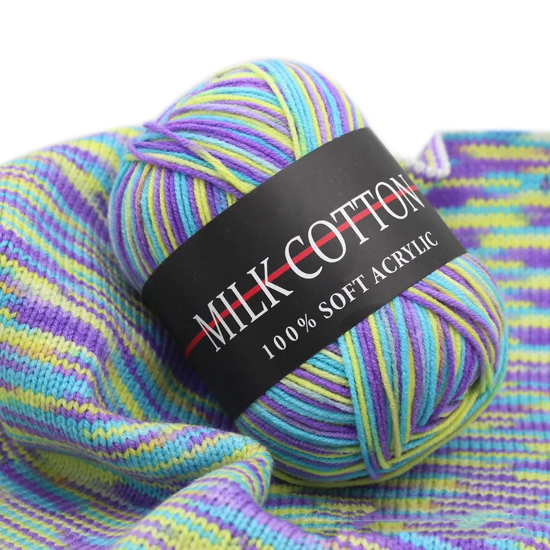 50 г/шар мягкая градиентная цветная хлопчатобумажная трикотажная пряжа теплая