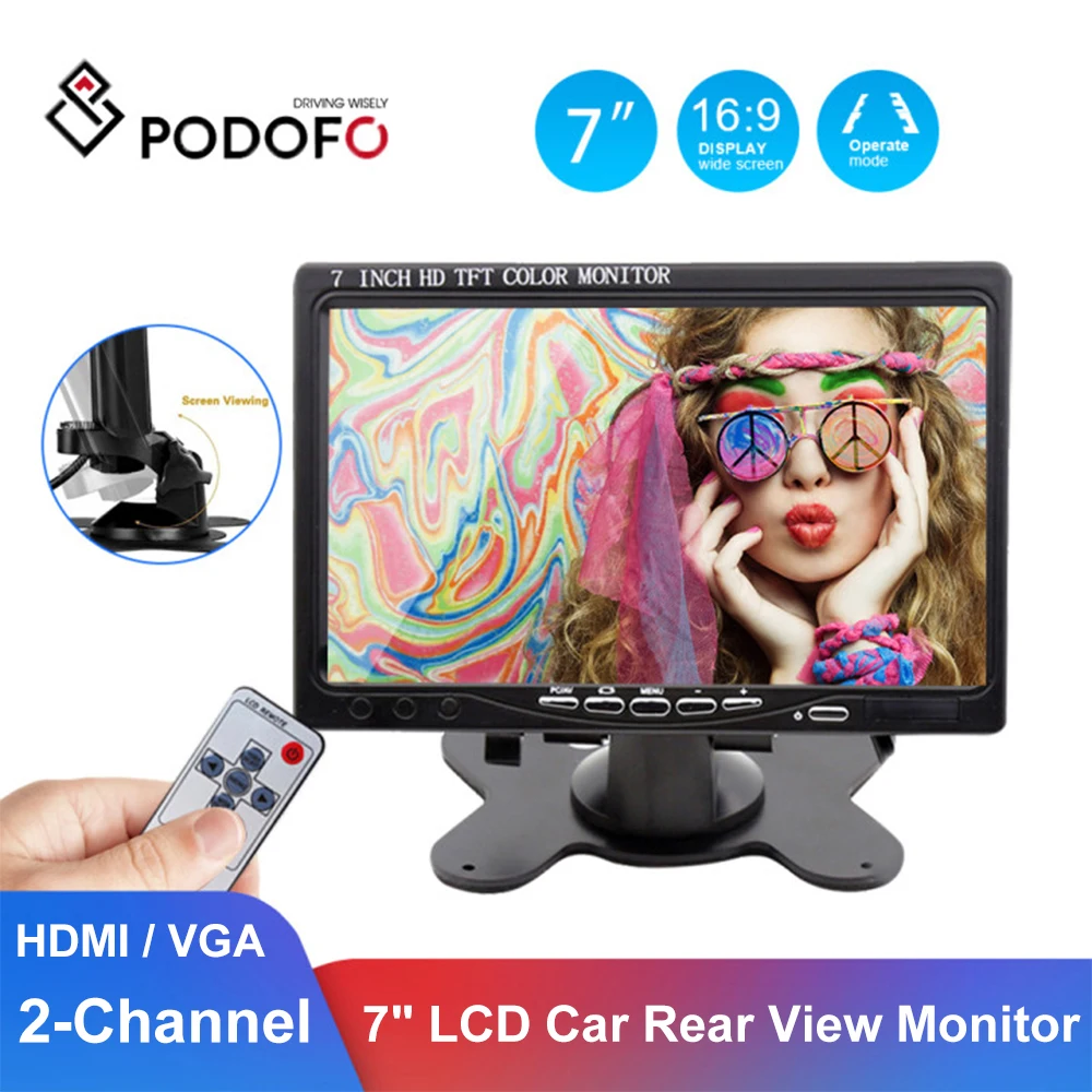 

2-канальный ЖК-монитор для камеры заднего вида, 7 дюймов, HDMI / VGA