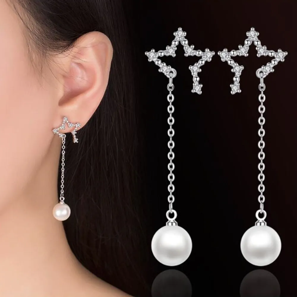 Женские серьги кисточки из серебра 925 пробы с фианитом|Серьги-подвески| |