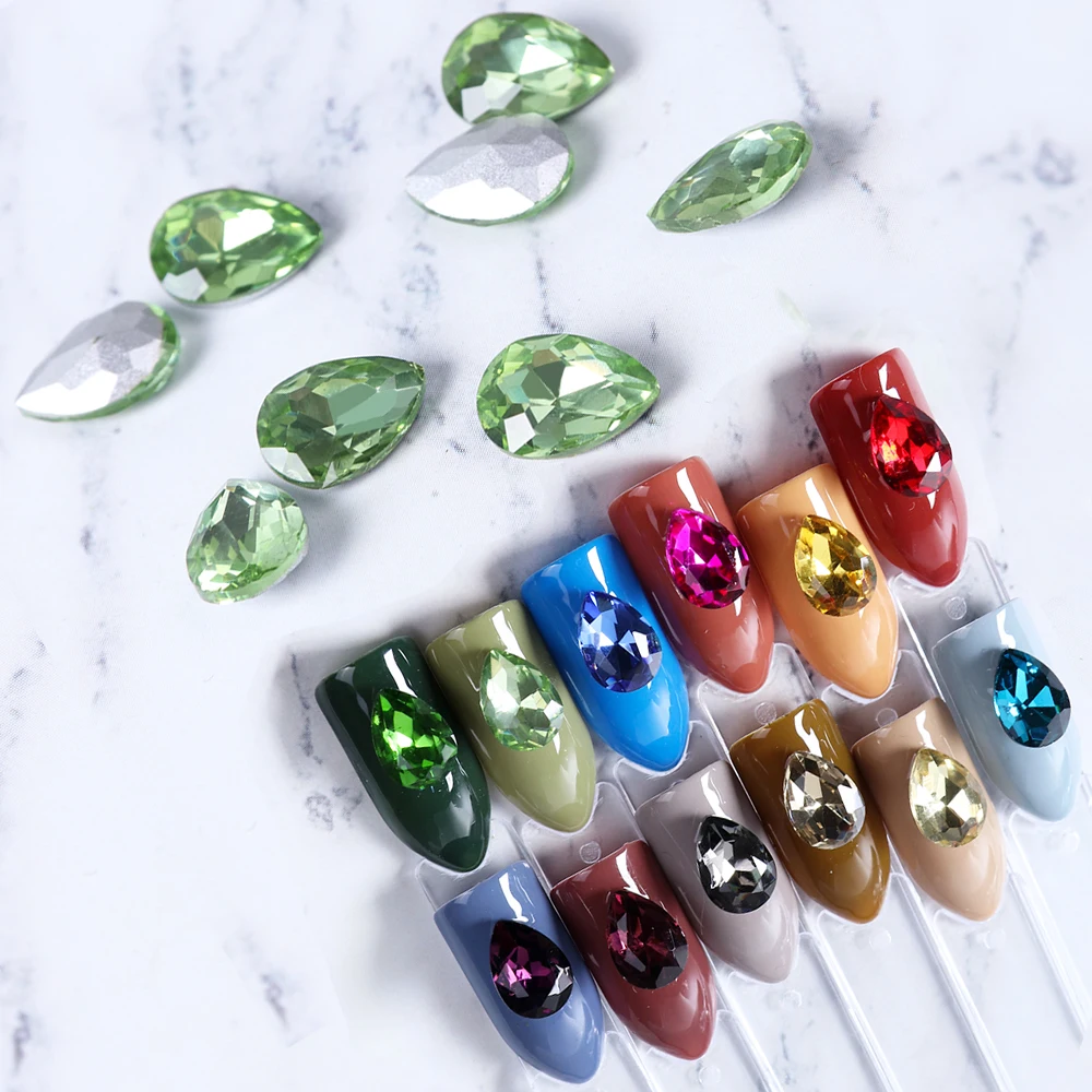 10 шт. Кристаллы Стразы для ногтей Блеск капли воды украшения 3D стеклянный камень
