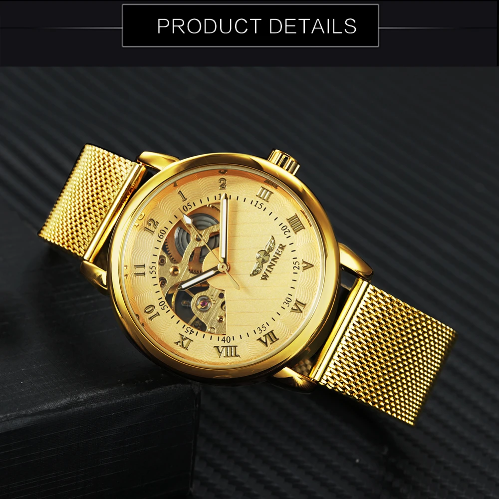 Часы наручные WINNER Мужские механические винтажные брендовые Роскошные модные