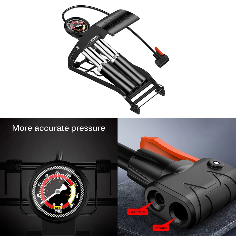 

Cylinder Foot Air Pump Precision Pressure Gauge High Pedal Inflator Portable Foot Air Ball Bicycle Scooter Motorcycle Toys Balls