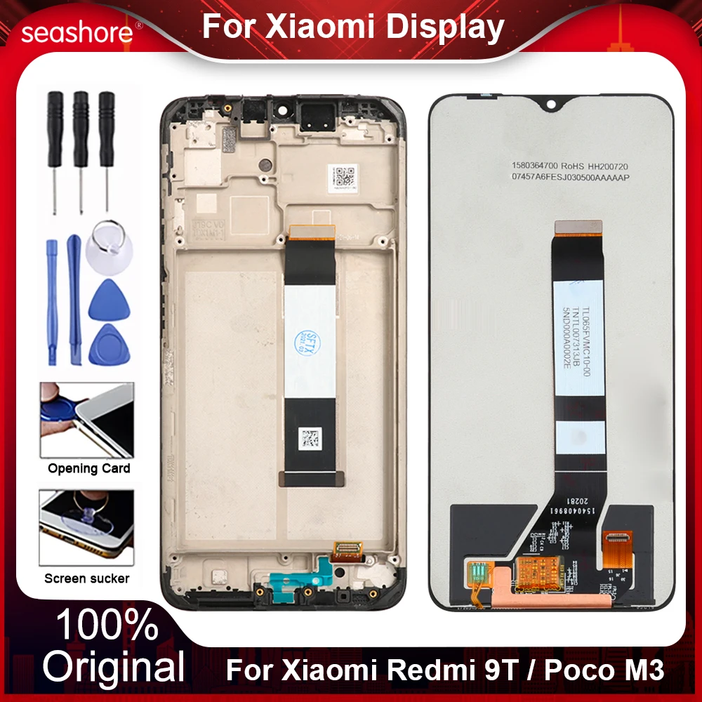 Pantalla t&aacute;ctil Original para Xiaomi Redmi 9T, piezas de repuesto de digitalizador LCD, Poco M3, M2010J19SG-0