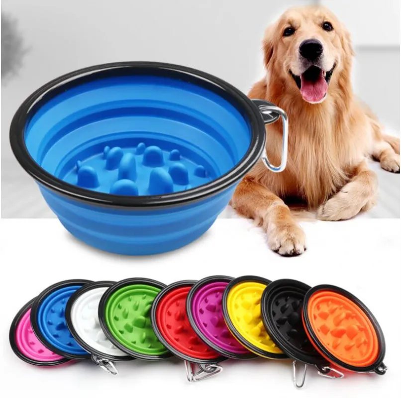 

1L/350ML Travel Outdoor Portable Folding Silicone Bowl Pet Small Big Dog Cat Collapsible Eating Dishes Slow Food Anti-choking