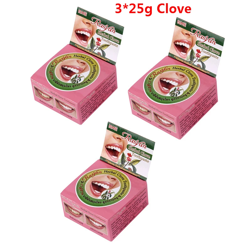 3box 25g Clove Зубная паста из кокосового ореха, 25 г, 10 г, порошок для удаления зубного налета, паста для защиты десен - Цвет: 3box 25g Clove