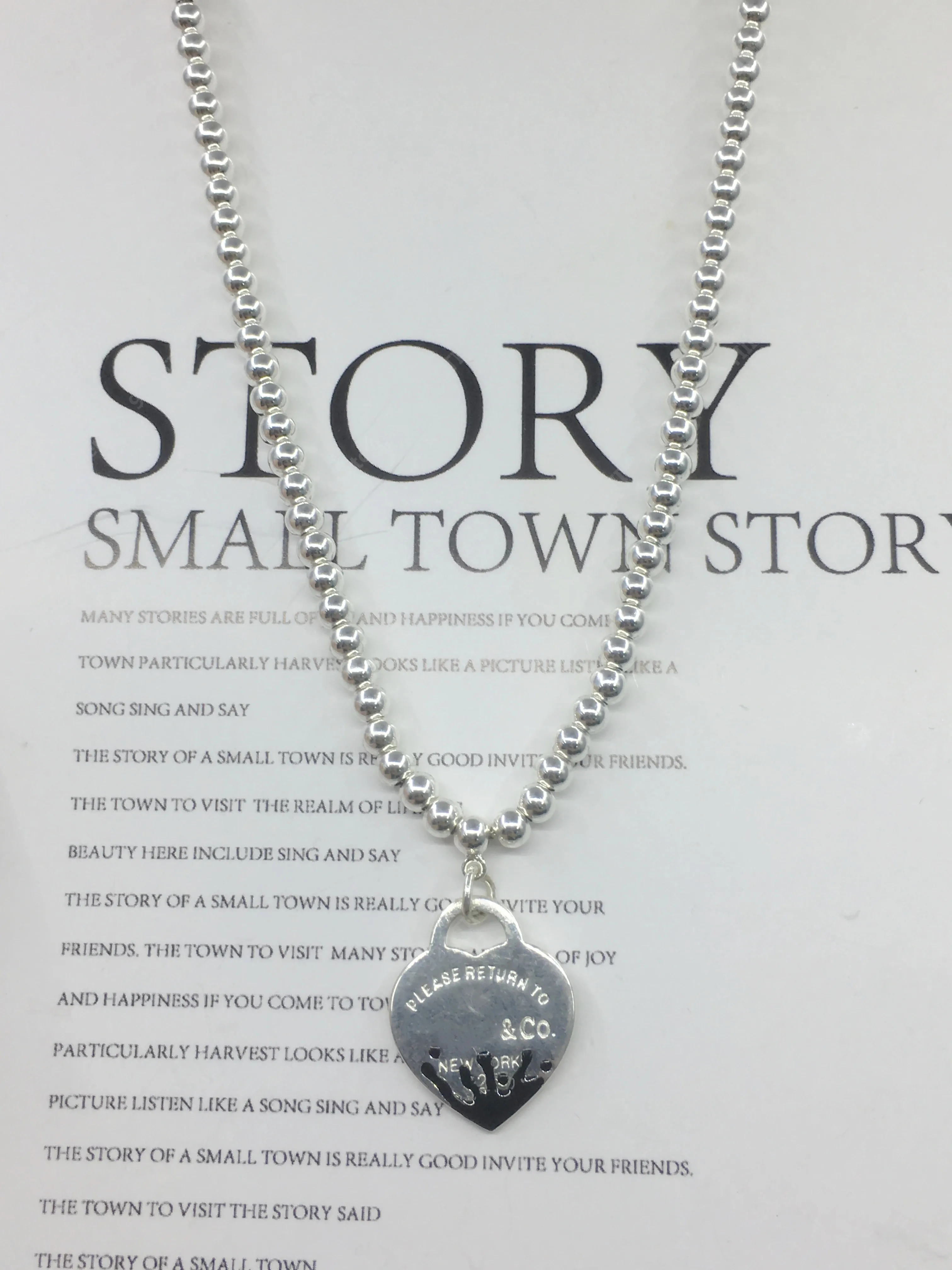 

Anniversary of the high-quality goods hot style lovers 4 mm round bead necklace