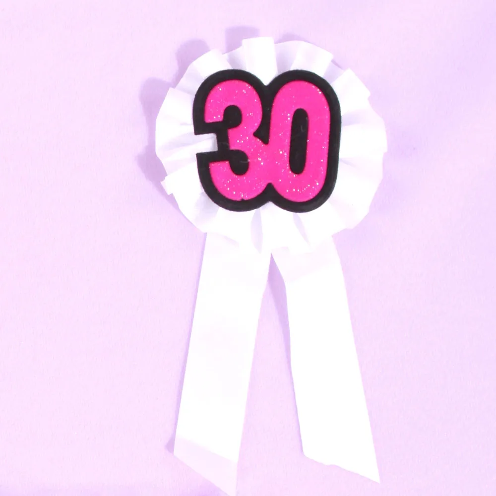 6pcs wholesale pink purple glitter happy birthday brooch white ribbon 21 30 40 50 souvenir event party favor | Дом и сад