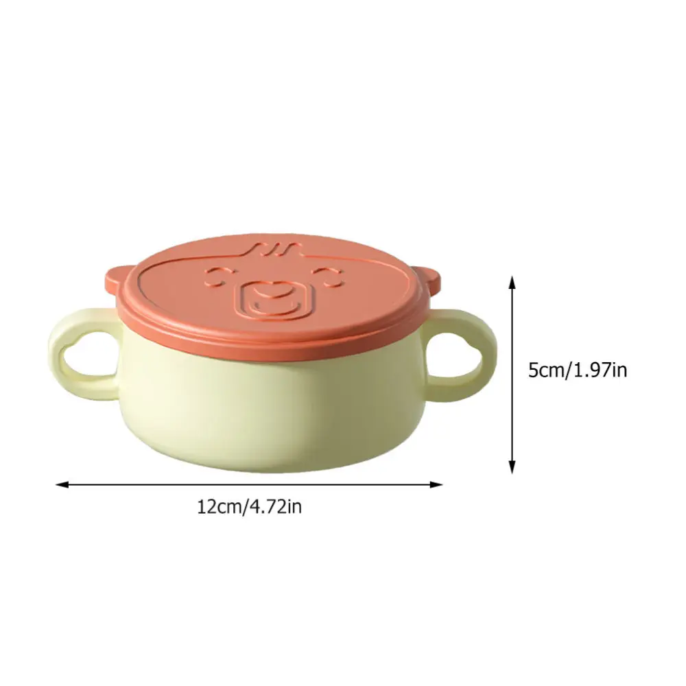 

1pc Baby Food Bowl Dual-handle Infant Eating Bowl Stainless Steel Food Bowl