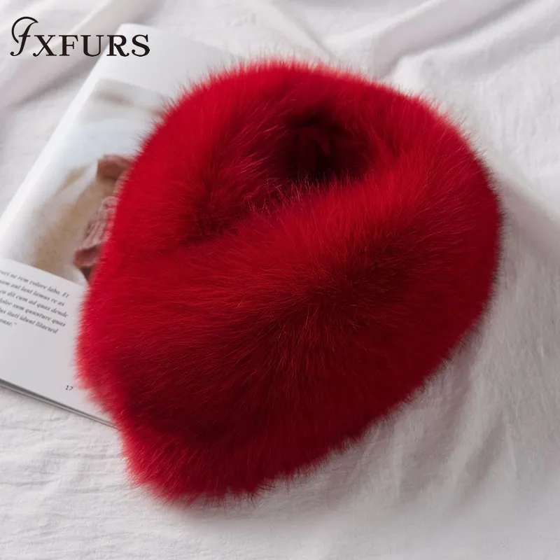 FXFURS, новинка, корейский стиль, женские зимние шарфы из лисьего меха, натуральный мех, с магнитом, легко носить,, воротник из лисьего меха, шарф, кольцо