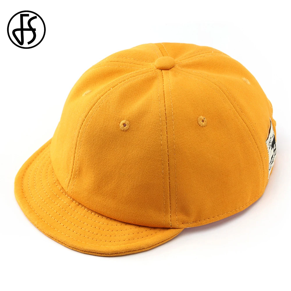 

FS Summer Candy Color Short Brim Snapback Baseball Cap For Women Men Yellow Orange Streetwear Hip Hop Caps Casquette Femme
