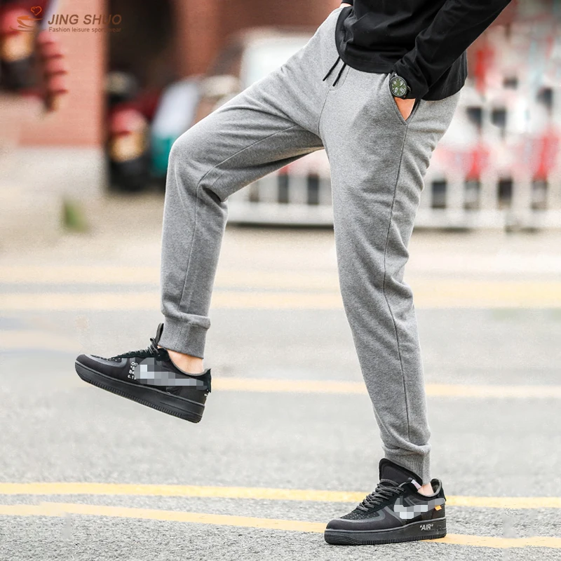 Брюки мужские модные тонкие спортивные эластичные весенние обтягивающие брюки