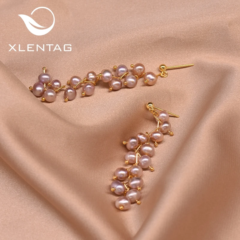 XlentAg натуральный пресноводный светильник фиолетовые жемчужные висячие серьги