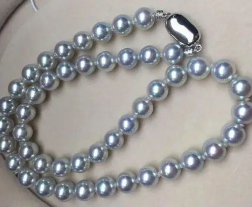 

Очаровательное ожерелье с жемчугом окружающего Моря AAA 18 дюймов 8-9 мм подлинное ожерелье с серым жемчугом ювелирные цепи ожерелье для женщин жемчужное ожерелье