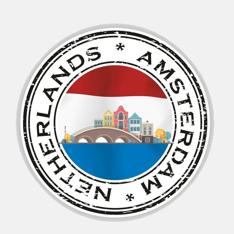 

Funny Car Sticker Waterproof Netherlands Amsterdam Flag Motorcycle Decal Art Pattern Accessories PVC 13cm X 13cm
