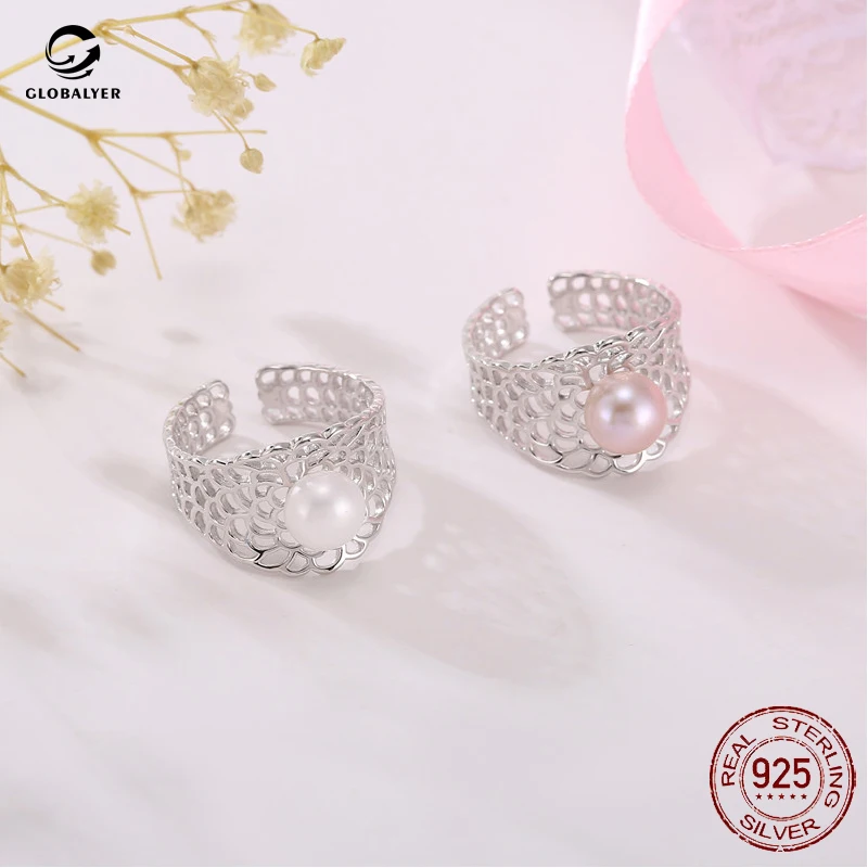 

Кольцо женское из серебра, регулируемое, с жемчугом