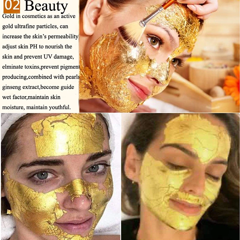 10 sheets 4.33 X 4.33cm 99.99% Pure Genuine 24 k Gold Leaf Foil Sheet For Face Beauty Edible Sheets | Дом и сад