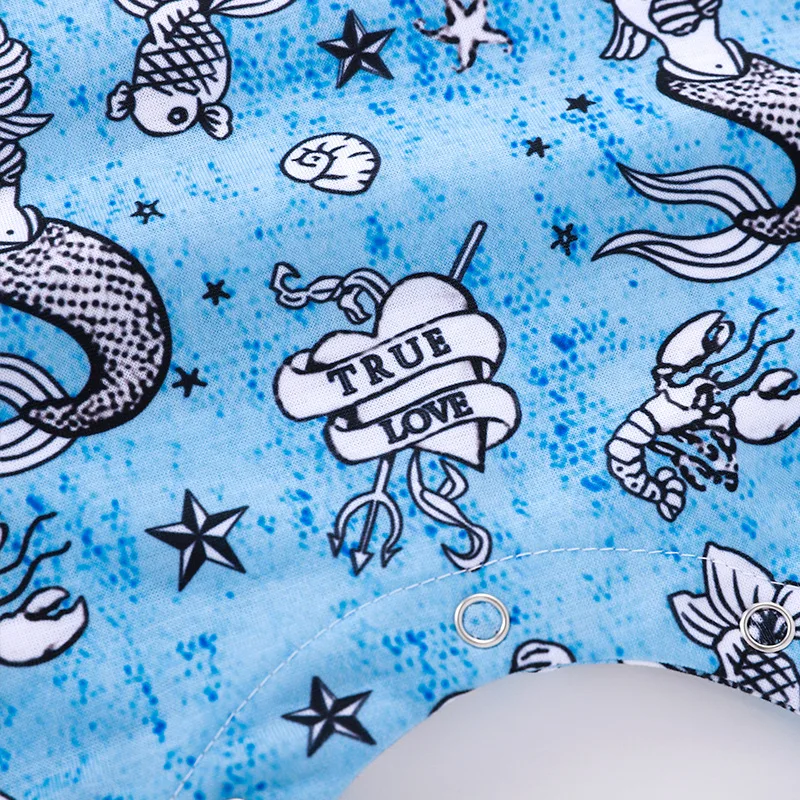 2018 Детский комбинезон для маленьких девочек с принтом Русалочки без рукавов