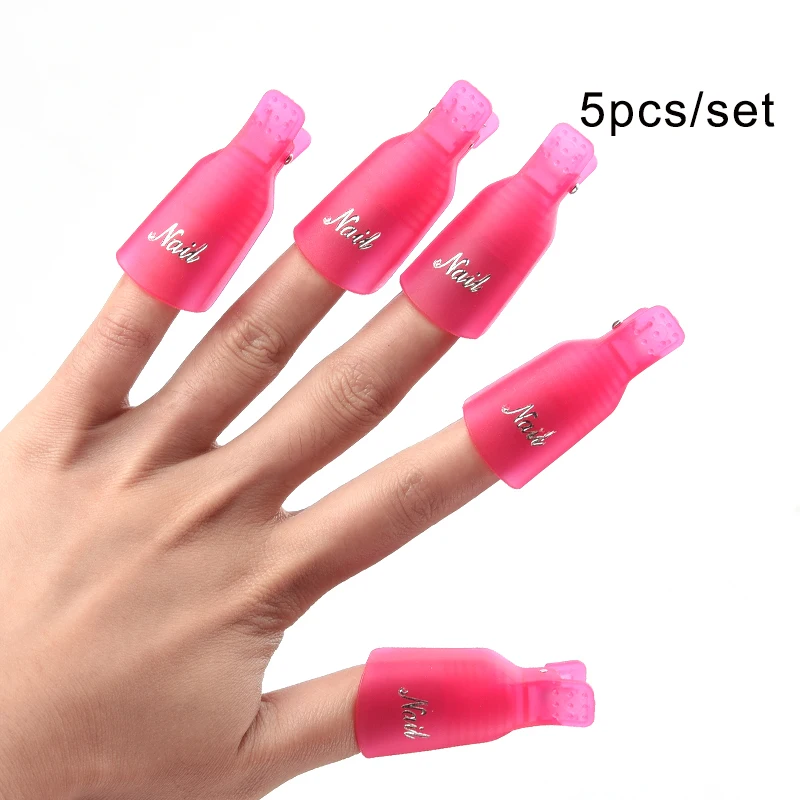 rose red 5pcs OYAKOM 5 шт. средство для снятия лака для ногтей Прочный пластик дизайн ногтей Замачивание колпачок зажим средство для снятия УФ гель-лака обертывание инструмент для дизайна ногтей советы - Цвет: rose red 5pcs