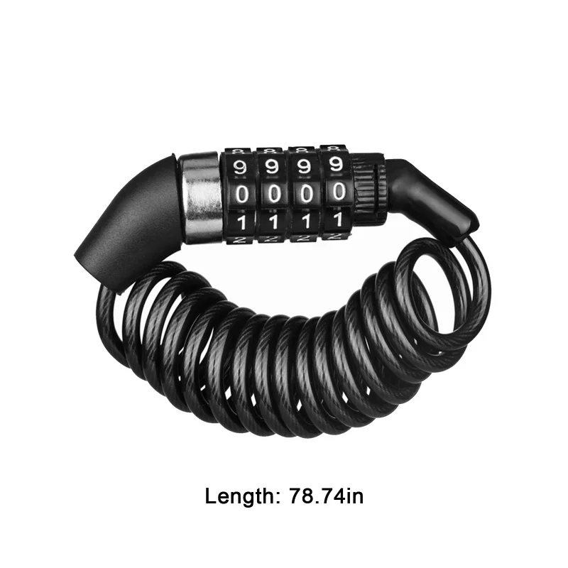 

Durable Classic Helmet Lock Chain 4 Digit Password Combination Portable Bike Motorcycle Anti-theft Cable Lock Stitch Motor Part