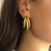 irregular personality matte geometric earrings female retro simple c shaped round tube stud earrings fashion jewelry wholesale