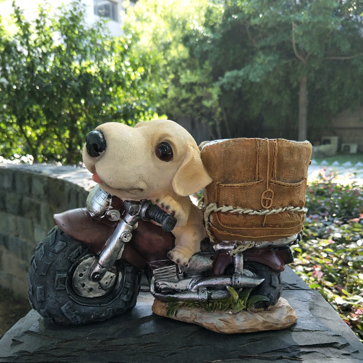 

Decoration Ceramic Planter Pot By Motorcycle The Puppy Flowerpot Creative Animal Zodiac Dog Flower Garden Ornament Pot Plants