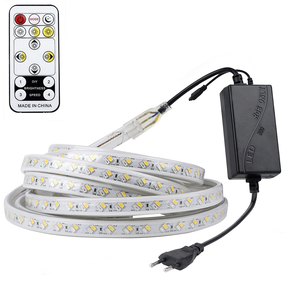 LAIMAIK Светодиодная лента SMD5730 IP65 водонепроницаемая SMD5050 тесьма со светодиодами AC220V