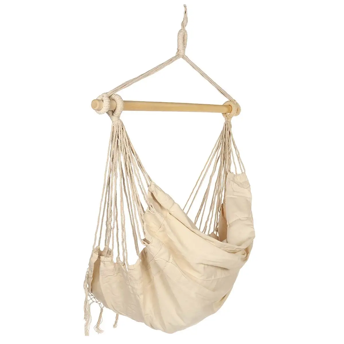 Online 120kg Hamak Bahçe Asmak Tembel Sandalye Salıncak Kapalı Dış Mekan Mobilyası Asılı Halat Sandalye Salıncak Sandalye Koltuk Yatak Seyahat Kamp