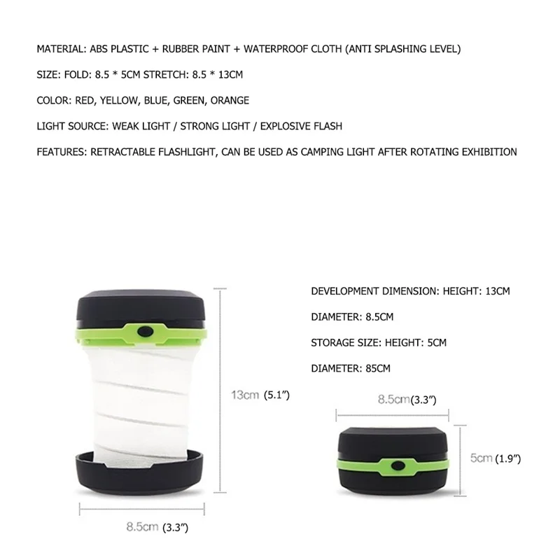 

OUFULA Multifunctional Portable Lantern Telescopic Waterproof Tent Outdoor Camping Emergency Night Light