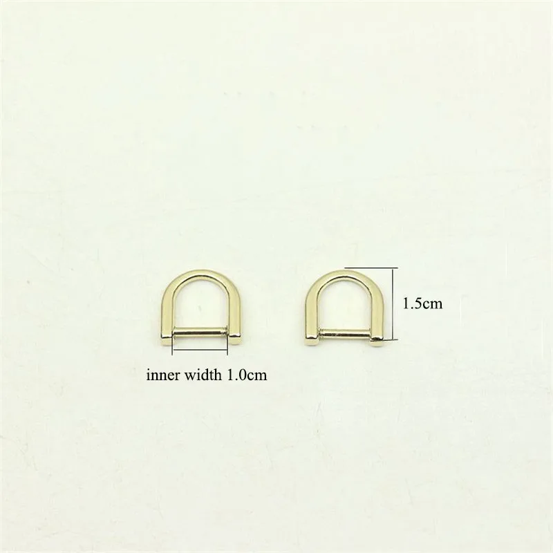 20Pcs 10mm Inner Dia Metal D Ring Removable Screw Hook Buckles for Bag Strap Clasps Keychain DIY Handbag Hardware Accessories