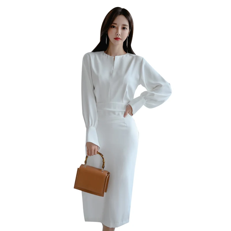 

Elegant Women Casual Long Sleeve Office Lady Runway Designers High Fashion Dress